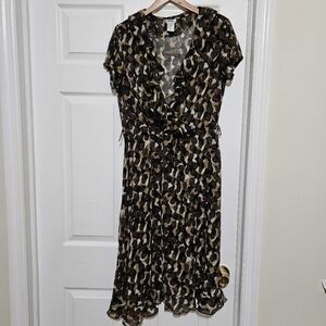 JBS Black and brown leopard print dress